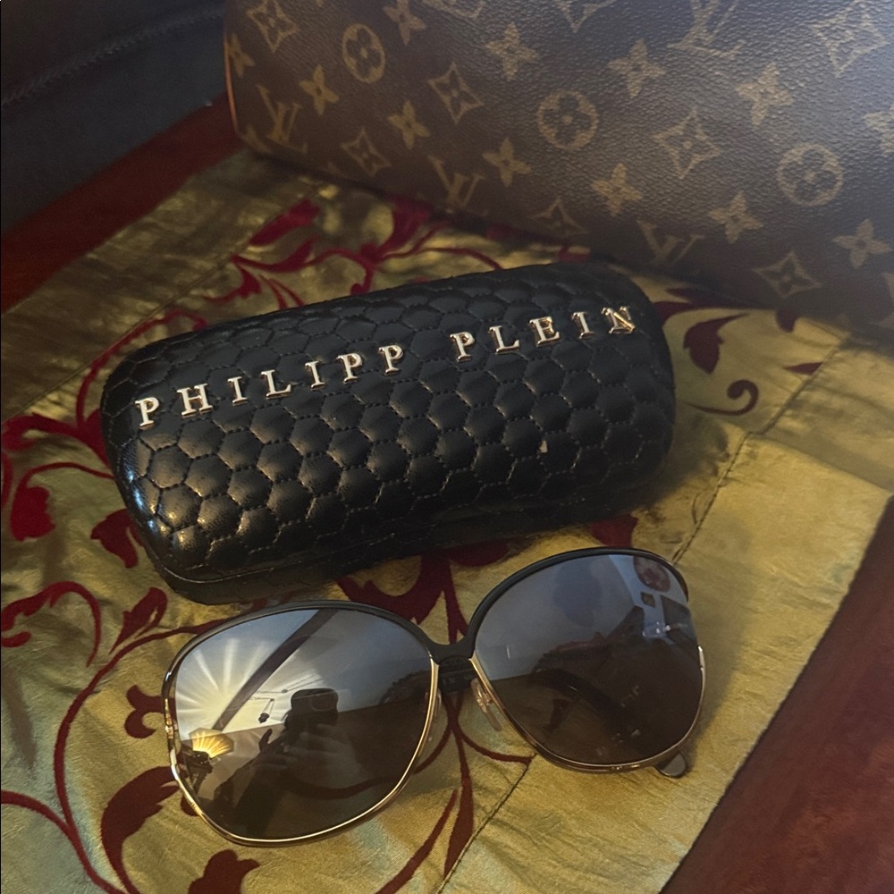 Philipp Plein Silver and Black Sunglasses